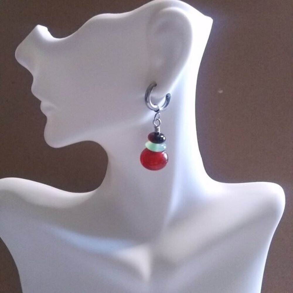 Chunky Monkeys! Solid Stacked Agate Huggies Earrings - Casual CountryCore - Picture 4 of 9